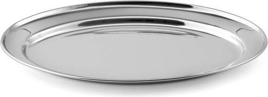 Plateau ovale argenté acier inoxydable 20cm