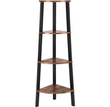 Vasagle Etagère d'angle Vasagle au design industriel, étagères sur pied, étagère à livres, étagère à échelle, montage facile, cadre en métal stable, 4 niveaux pour la maison, le salon, la chambre, le balcon, marron foncé lls34x