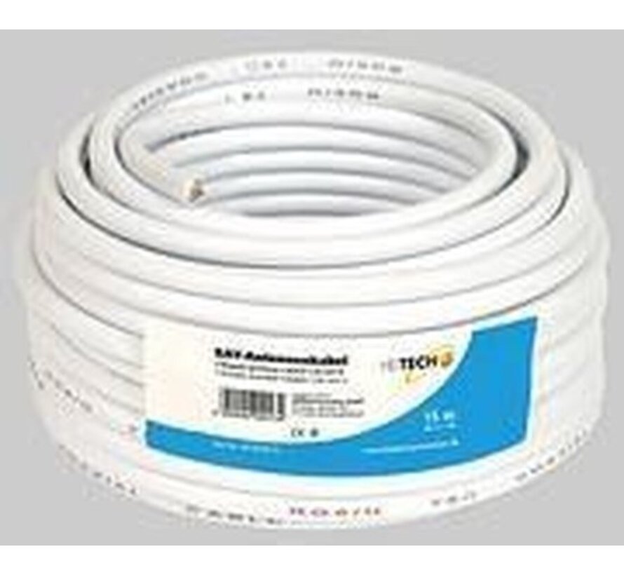 Heitech SAT-aerial Cable, 15m coaxial cable White