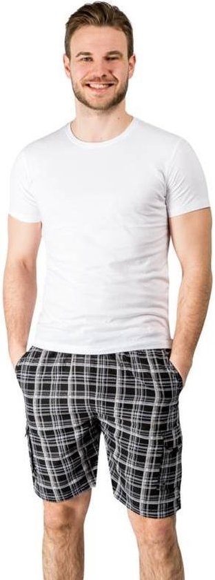 Short homme avec poche cargo bleu marine à carreaux taille M