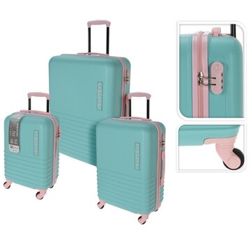 PROWorld PROWorld Set de valises 3 pièces INCL Serrure à chiffres - Bleu menthe
