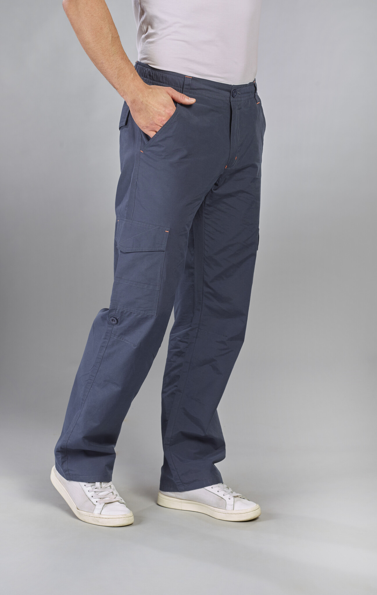 BEN BRIX Pantalon à cordon élastiqué homme bleu/gris taille 25 (court)