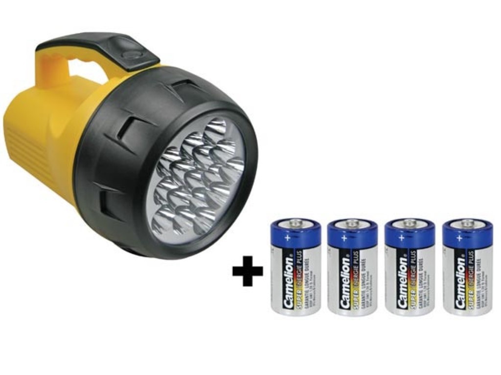 Lampe de poche à Led puissante - 16 Leds - 4 X D-Battery