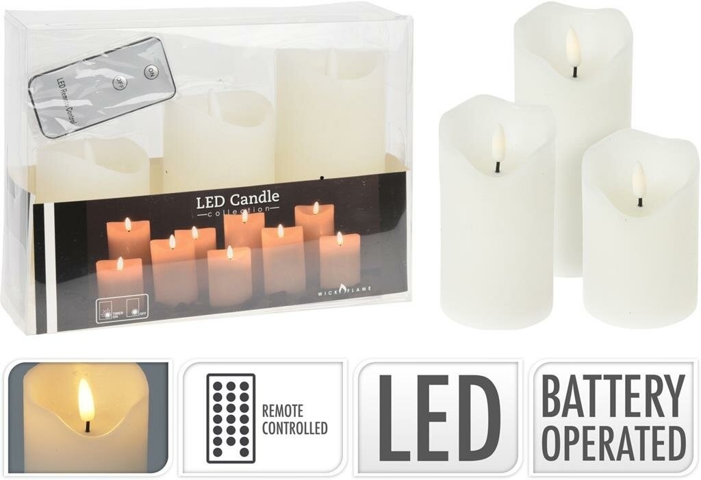 Bougie LED set de 3 pièces - Blanc