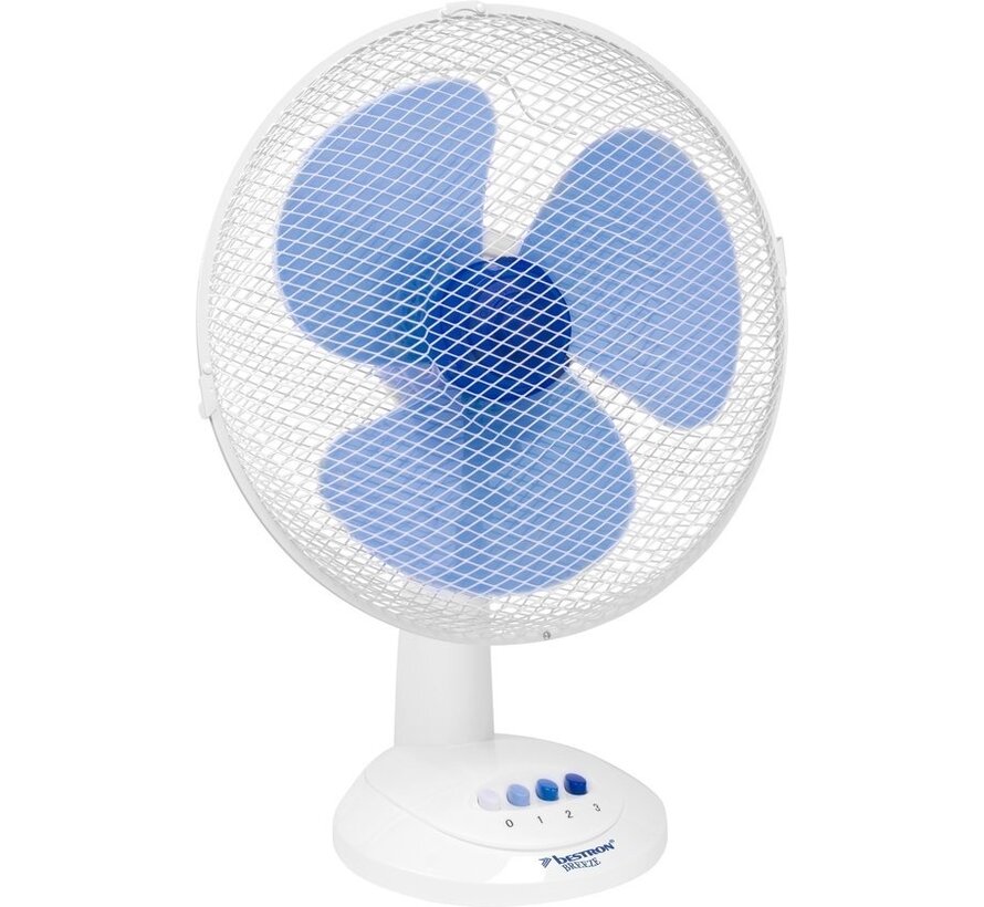 Bestron Ventilateur de table Ã˜ 45cm, ventilateur avec 3 vitesses et fonction de rotation de 80 degrés, 45Watt, DDF45W, couleur : blanc
