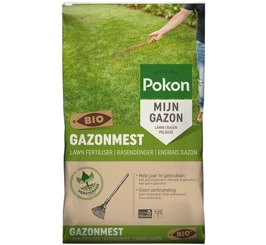 Pokon Bio Engrais pour gazon - 8.4kg - Fumier - Convient pour 125m² - 120 jours de nutrition biologique