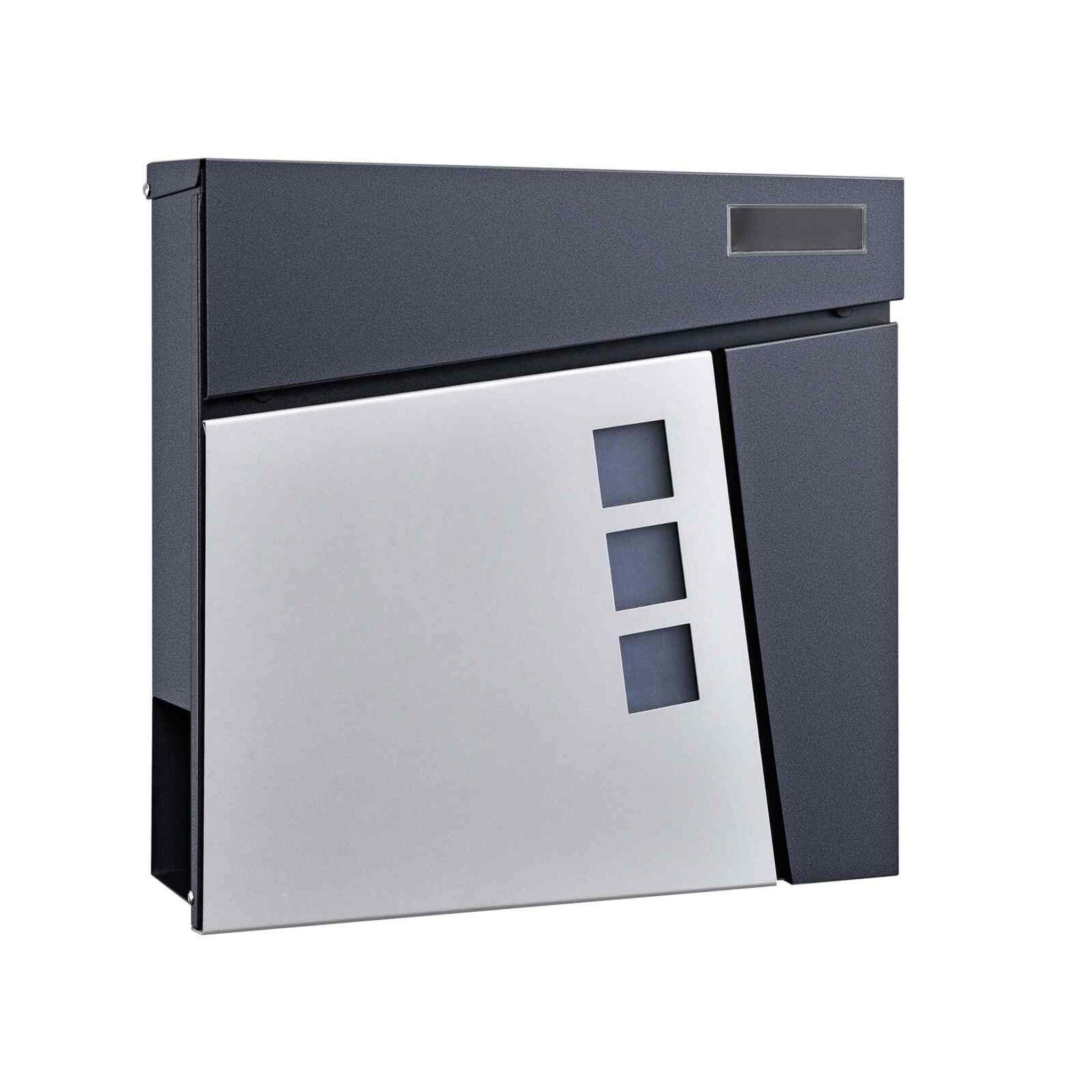 Boîte aux lettres Westerholt - acier inoxydable avec compartiment à journaux - Anthracite et argent - 37 x 37 x 10,5 cm