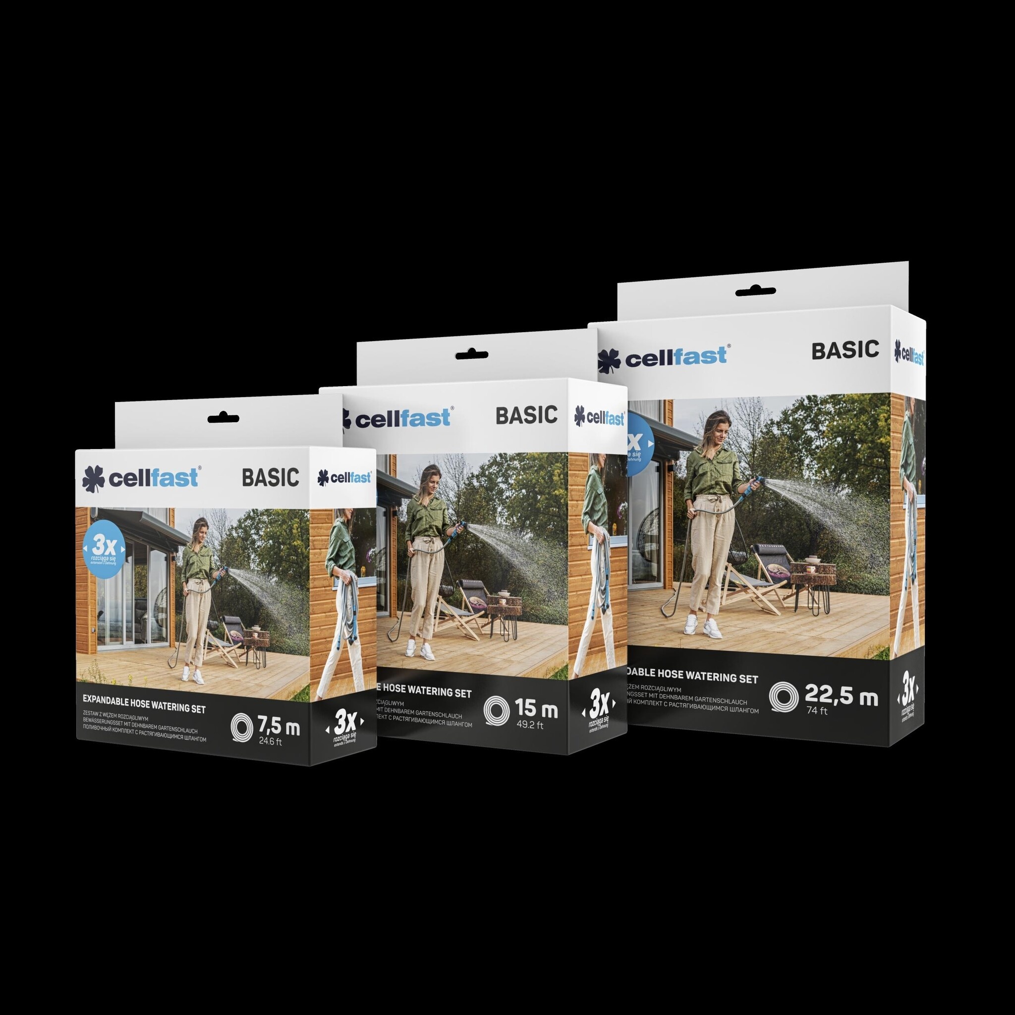 Cellfast Set d'arrosage avec tuyau d'arrosage extensible BASIC 15 m