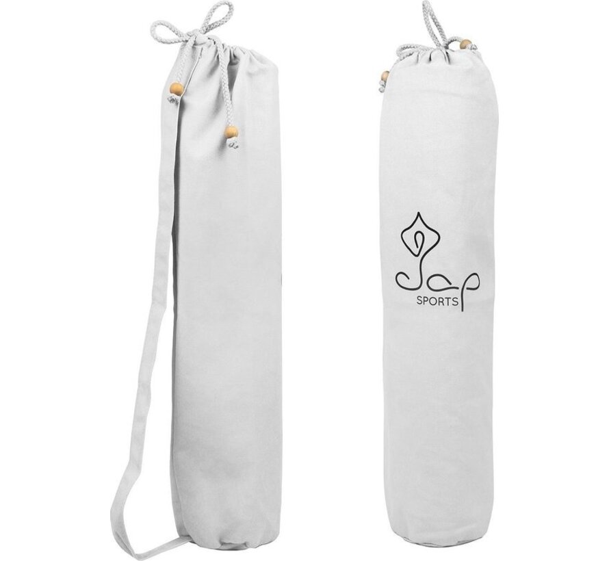 Sac pour tapis de yoga JAP Sports - Universel - Sac de sport avec cordon de serrage - Équipé d'une sangle de transport - BCI Cotton - Blanc