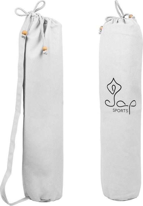 Sac pour tapis de yoga JAP Sports - Universel - Sac de sport avec cordon de serrage - Équipé d'une sangle de transport - BCI Cotton - Blanc