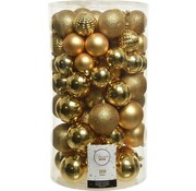 Decoris Set de boules de Noël Decoris 100pcs plastique doré