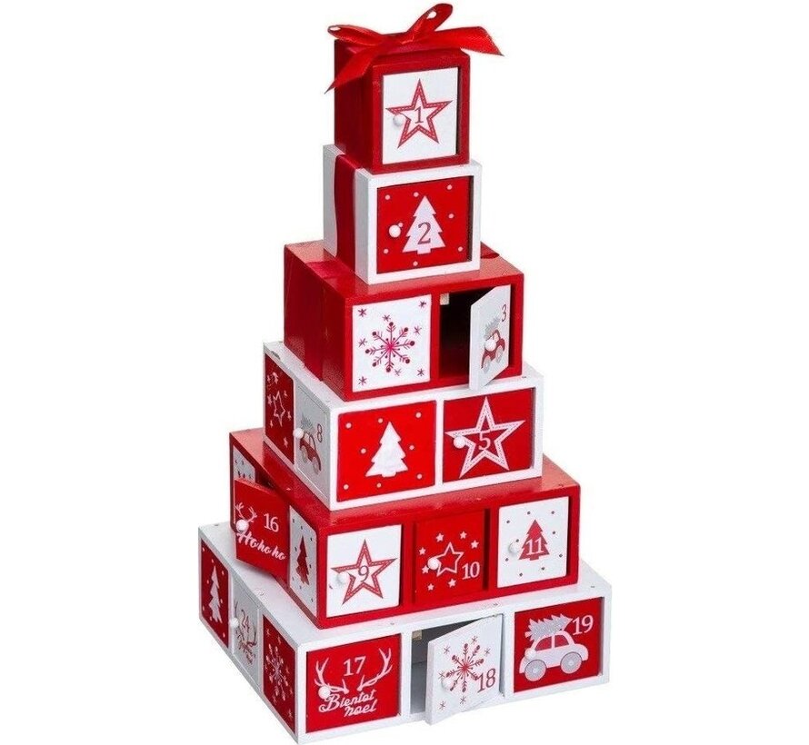 Calendrier de l'avent en forme de pyramide - Fééric Lights and Christmas® - 24 boîtes cadeaux