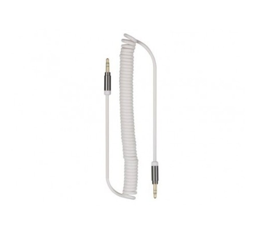 Velleman Spiral Cable 3.5 Mm 3P Stereo Male To 3.5 Mm 3P Stereo Male - White - 2 M