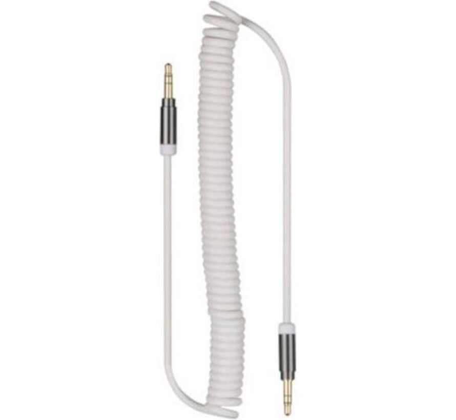 Velleman Spiral Cable 3.5 Mm 3P Stereo Male To 3.5 Mm 3P Stereo Male - White - 2 M