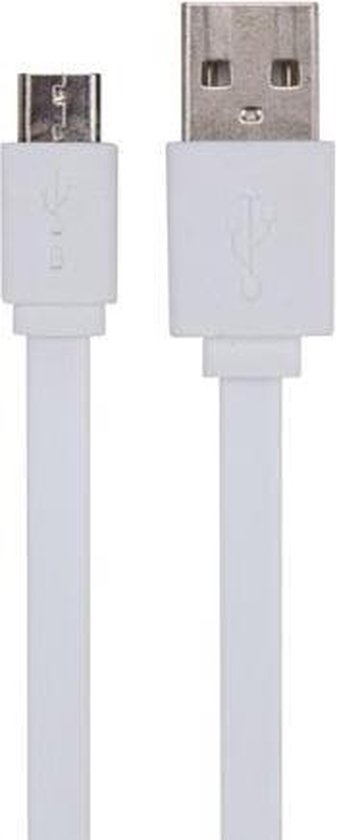 Velleman Cable Usb A Male To Micro Male With Flexible & Flat Sheath - White - 1 M