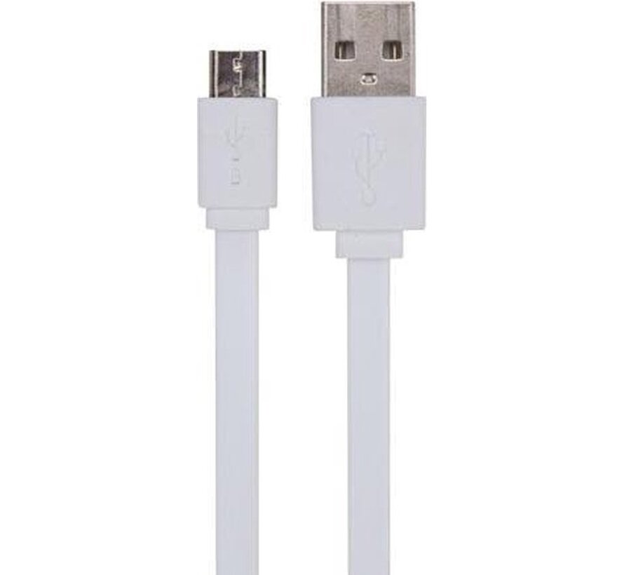 Velleman Cable Usb A Male To Micro Male With Flexible & Flat Sheath - White - 1 M