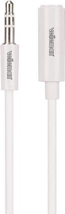 Velleman Cable 3.5 Mm 3P Stereo Male To 3.5 Mm 3P Stereo Female - White - 1 M