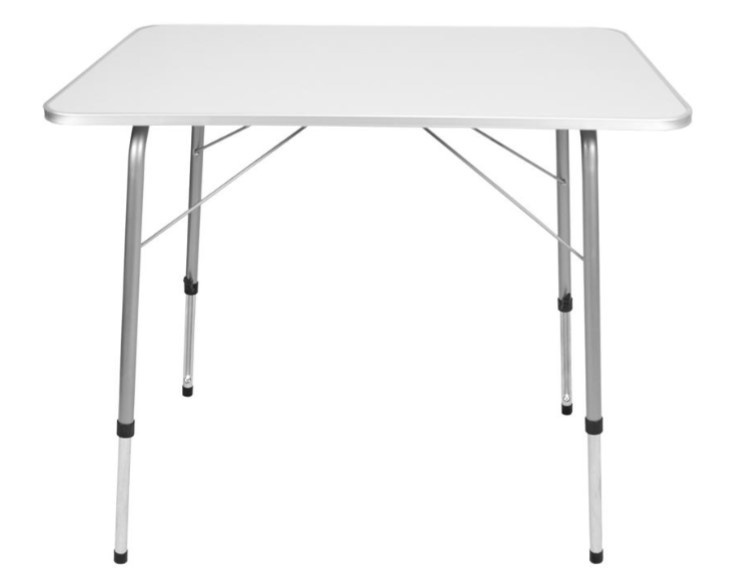 Table de camping - Westerhold - pliante - réglable en hauteur - 80x60x69cm - blanche