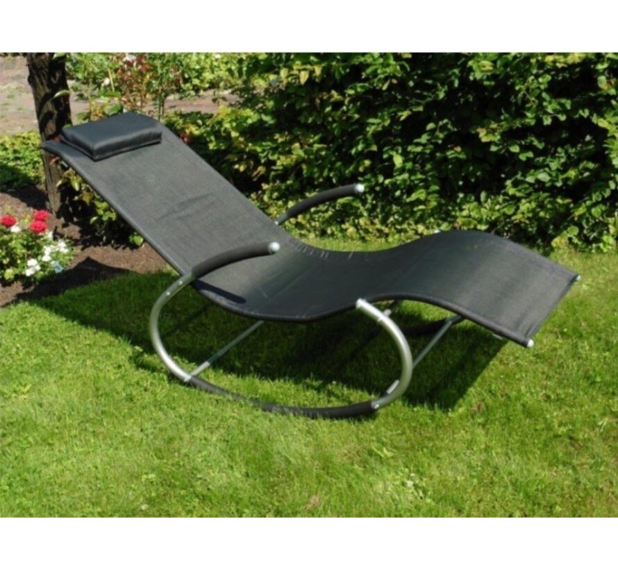 Garten Swing Bed Siesta - Garden Chair - Garden Lounger - - Coussin inclus - 167x62x80cm - Noir