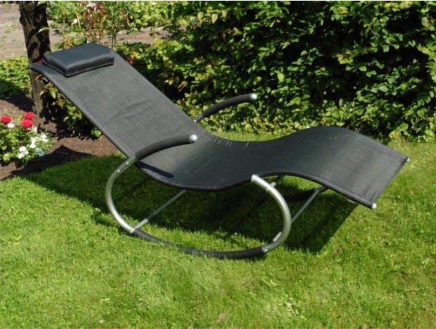 Transat de Jardin inclinable - Garten - Transat de Jardin - Chaise de Jardin - inclinable - Coussin inclus - 167x62x80cm - Noir