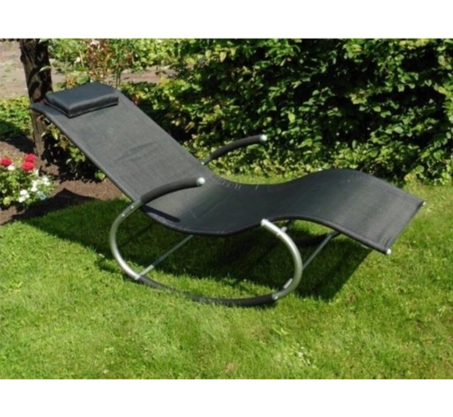 Garten Swing Bed Siesta - Garden Chair - Garden Lounger - - Coussin inclus - 167x62x80cm - Noir