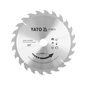 YATO YATO Lame de scie circulaire Ø255 mm - 24T - diamètre intérieur 30 mm