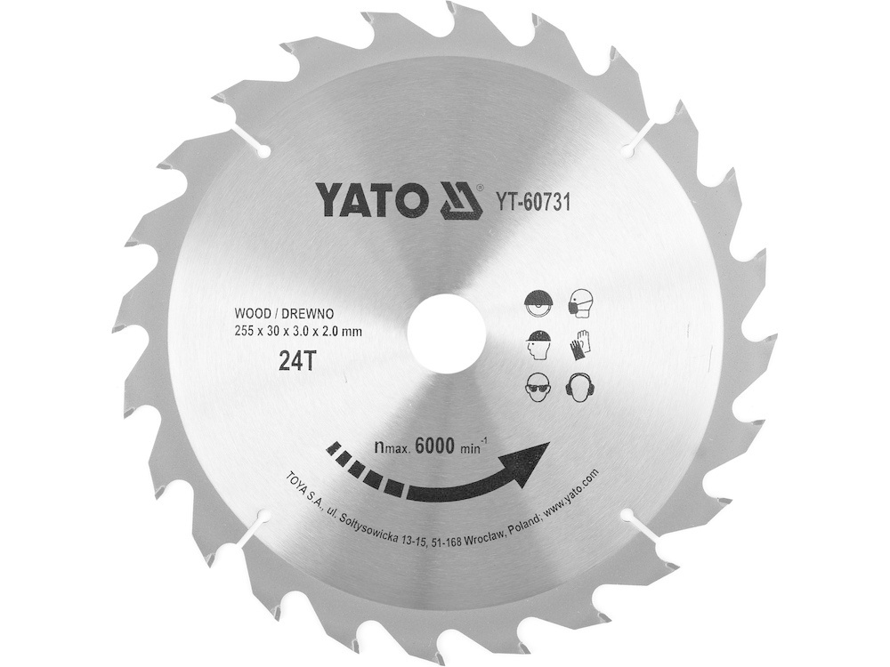 YATO Lame de scie circulaire Ø255 mm - 24T - diamètre intérieur 30 mm