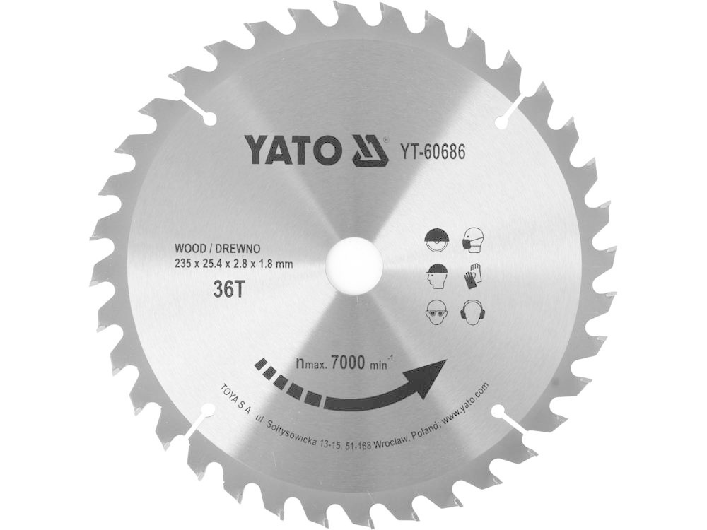 YATO Lame de scie circulaire Ø235 mm - 36T - diamètre intérieur 25.4 mm