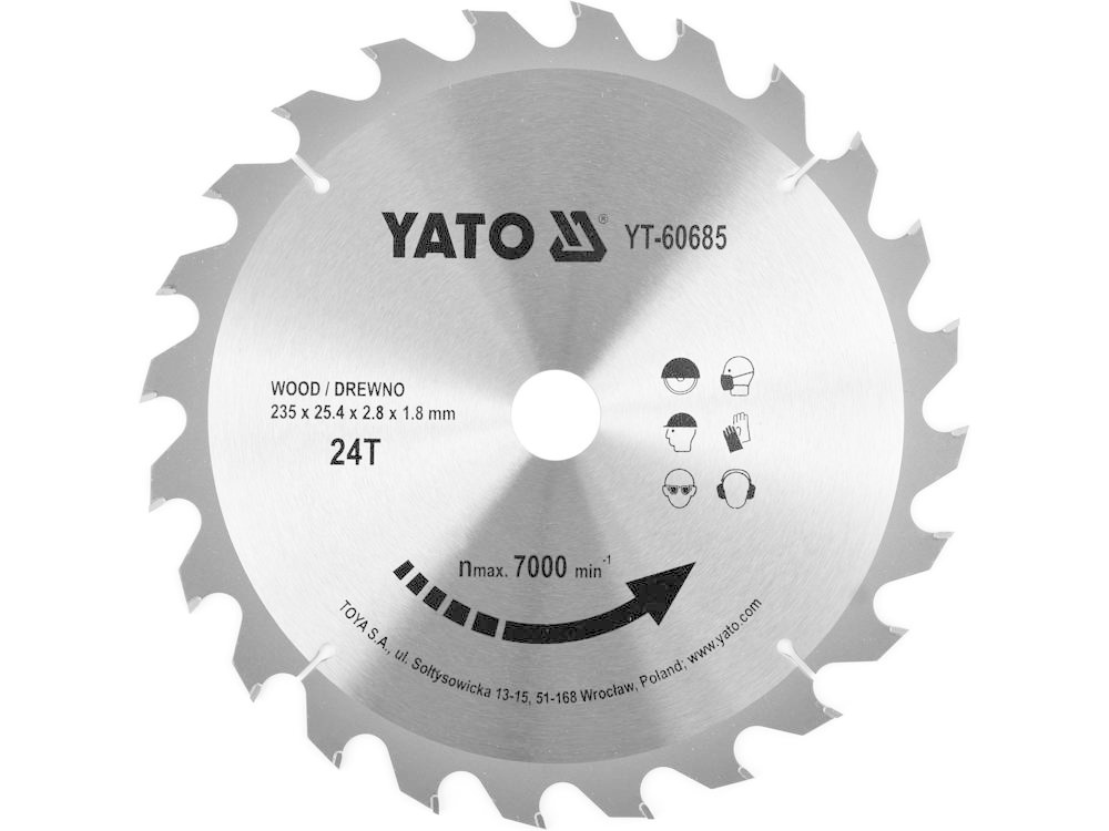 YATO Lame de scie circulaire Ø235 mm - 24T - diamètre intérieur 25.4 mm