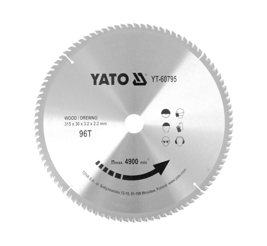 YATO Lame de scie circulaire Ø315 mm - 96T - diamètre intérieur 30 mm