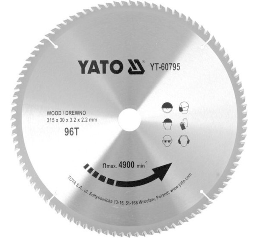 YATO Lame de scie circulaire Ø315 mm - 96T - diamètre intérieur 30 mm