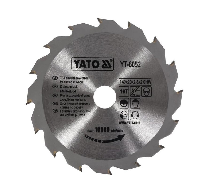 YATO Lame de scie circulaire Ø140 mm - 16T - diamètre intérieur 20 mm