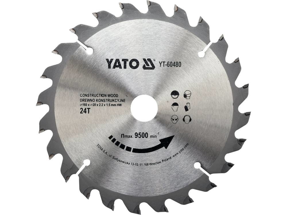 YATO Lame de scie circulaire Ø160 mm - 24T - diamètre intérieur 20 mm