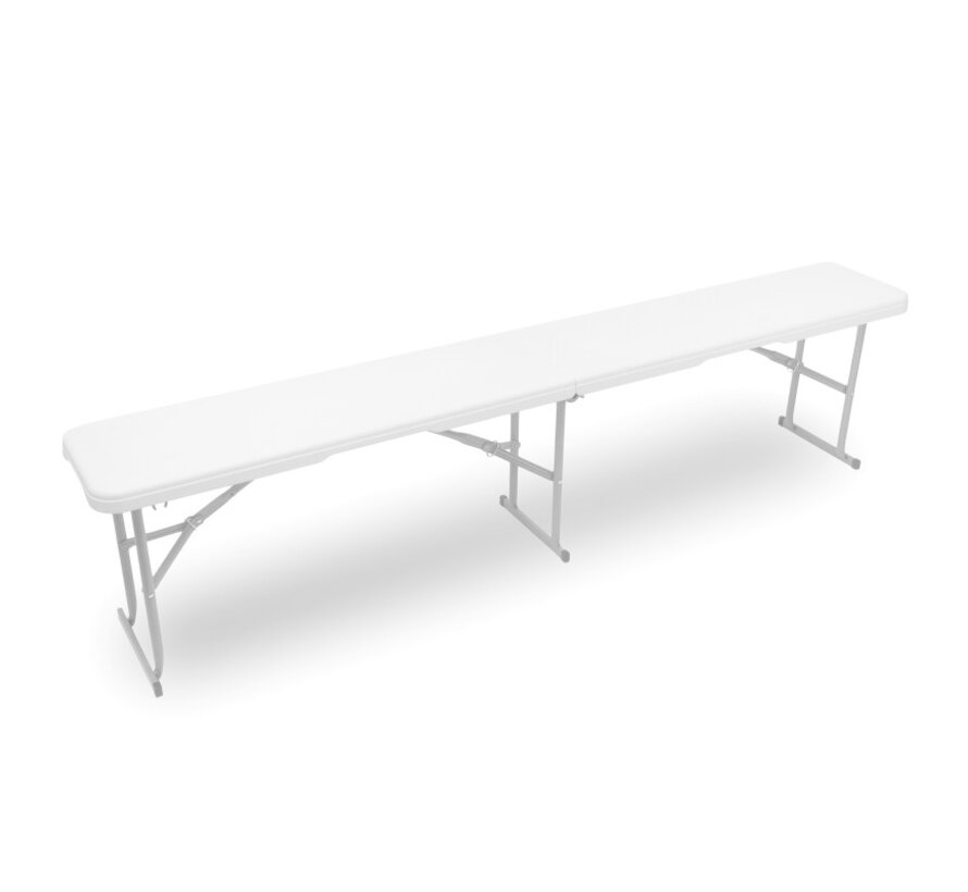 Hanse Werkzeuge Banc pliable en PEHD - 183 x 30 x 43 cm - Extérieur et intérieur - Blanc