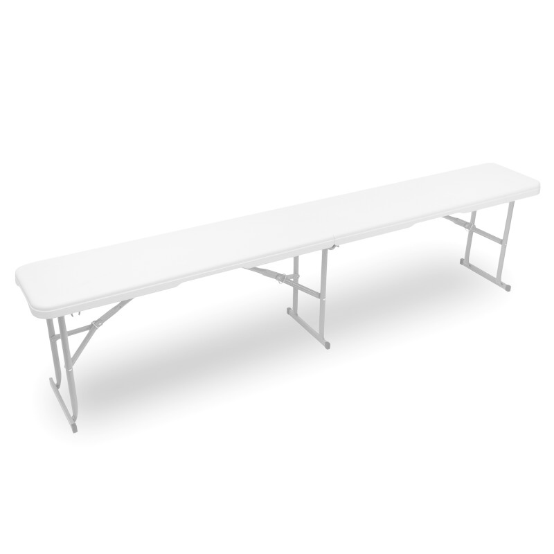 Hanse Werkzeuge Banc pliable en PEHD - 183 x 30 x 43 cm - Extérieur et intérieur - Blanc