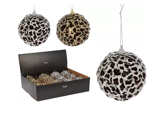 Boule de Noël 10cm Imprimé léopard ET tigre 12 Pièces - Ø10
