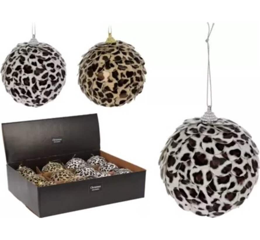 Boule de Noël 10cm Imprimé léopard ET tigre 12 Pièces - Ø10