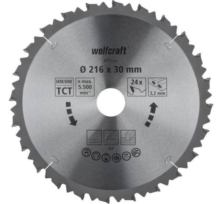 Lame de scie Wolfcraft HM 216 x 30 x 3,2 mm