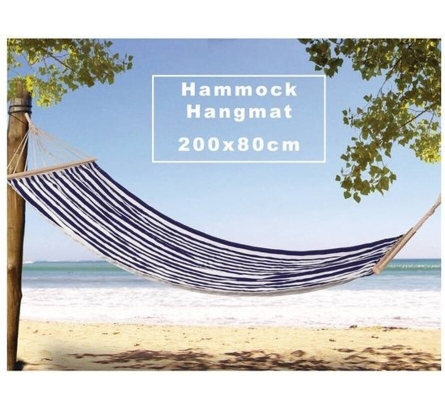 Support de jardin Pro pour hamac / support de hamac - Métal - Noir + INCL. Hamac / Hamac de jardin Pro - 200 x 80 cm - Ensemble de suspension de jardin bleu et pro pour hamac