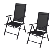 Pro Garden Chaise de jardin / Chaise pliante / Chaise pliante / Chaise de camping - Pliable - Noir - 2 PCS