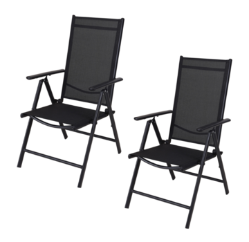 Pro Garden Chaise de jardin / Chaise pliante / Chaise pliante / Chaise de camping - Pliable - Noir - 2 PCS