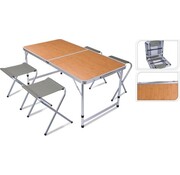 Generic Table de camping pliante avec 4 chaises - 120 x 60 x 40cm