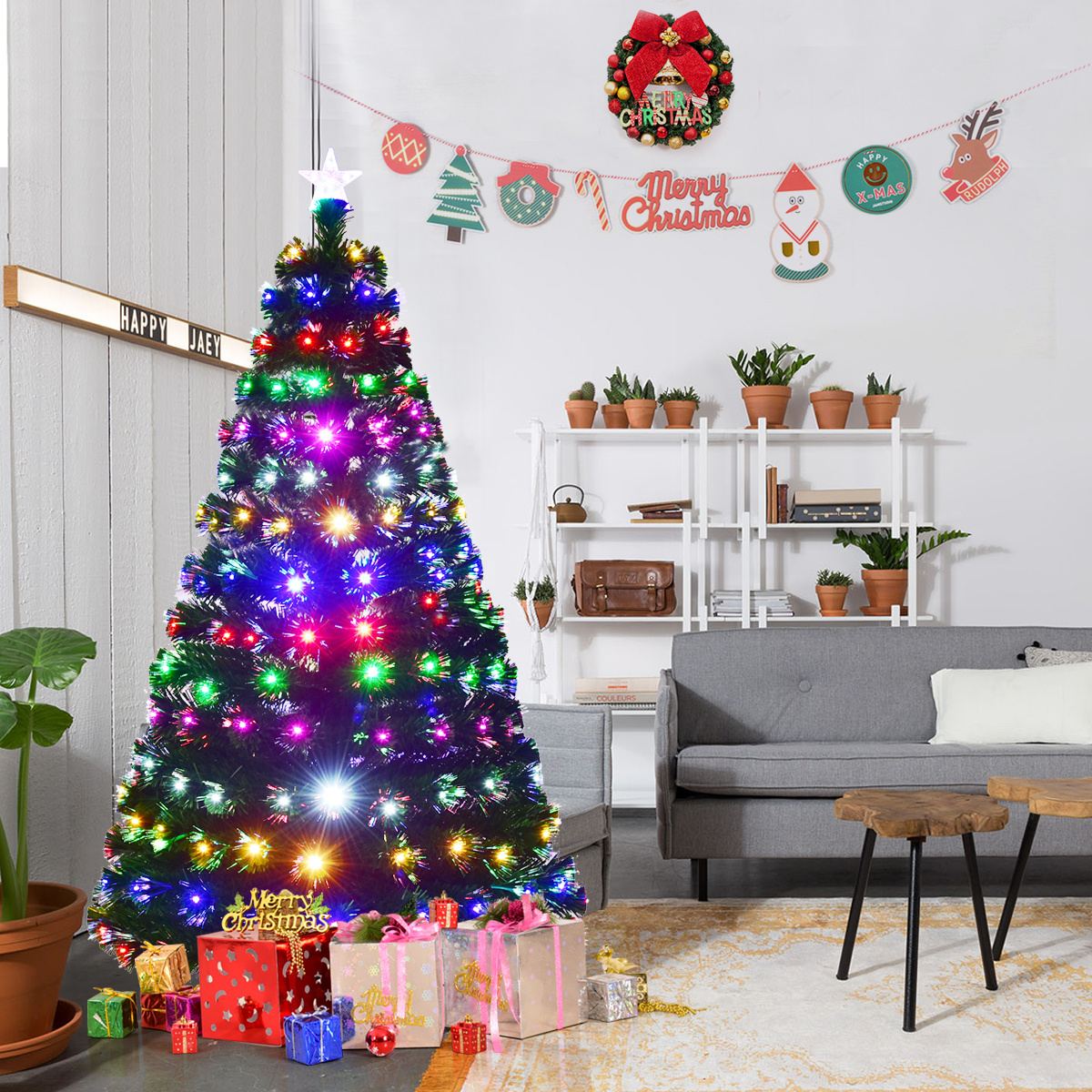 Coast Christmas Tree LED 150/180/210 cm sapin artificiel avec fibre de verre changeur de couleurs vert-180 cm