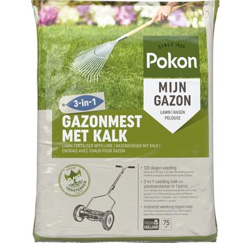 Pokon Pokon Engrais pour gazon avec chaux - 5kg - Engrais - Convient pour 75m² - 120 jours de nutrition