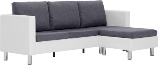 vidaXL Canapé trois places avec coussins en cuir artificiel - blanc