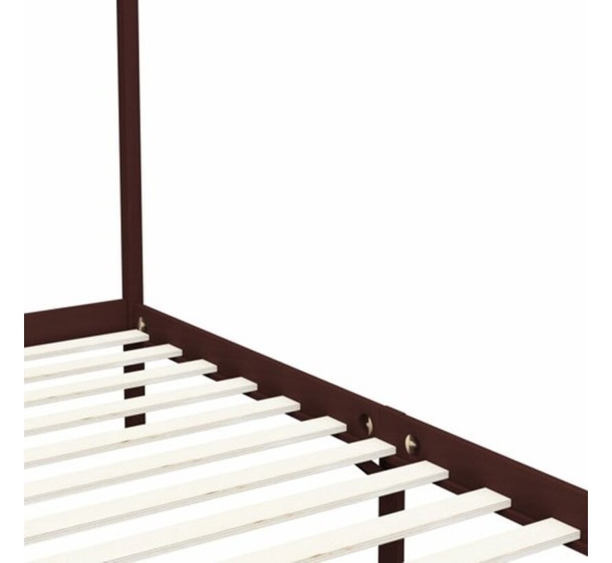 vidaXL-Cadre de lit à ressorts-massif-bois vert-marron foncé-100x200-cm
