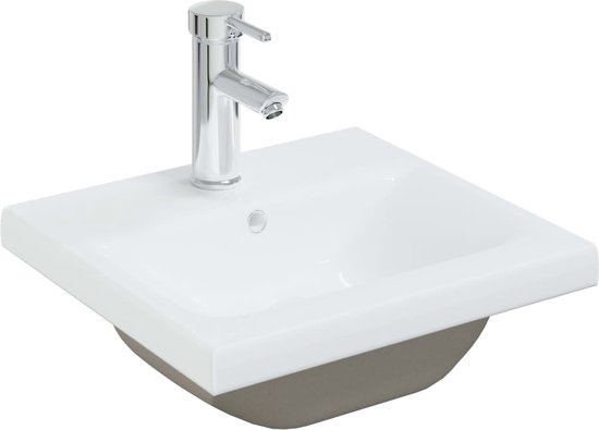 vidaXL Evier à encastrer avec robinet 42x39x18-cm-céramique-blanc