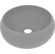 vidaXL vidaXL Évier-rond-40x15-cm-tapis céramique-gris clair