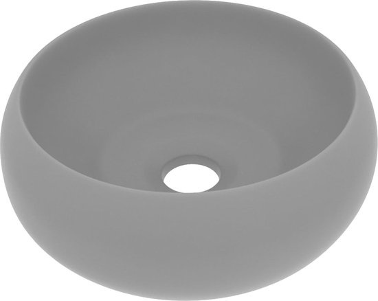 vidaXL Évier-rond-40x15-cm-tapis céramique-gris clair