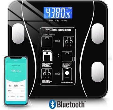 PuroTech PuroTech Smart Scale - Analyse du corps et mesure du pourcentage de graisse - Avec application - Smart Scale - Noir - Bluetooth - Pèse-personne